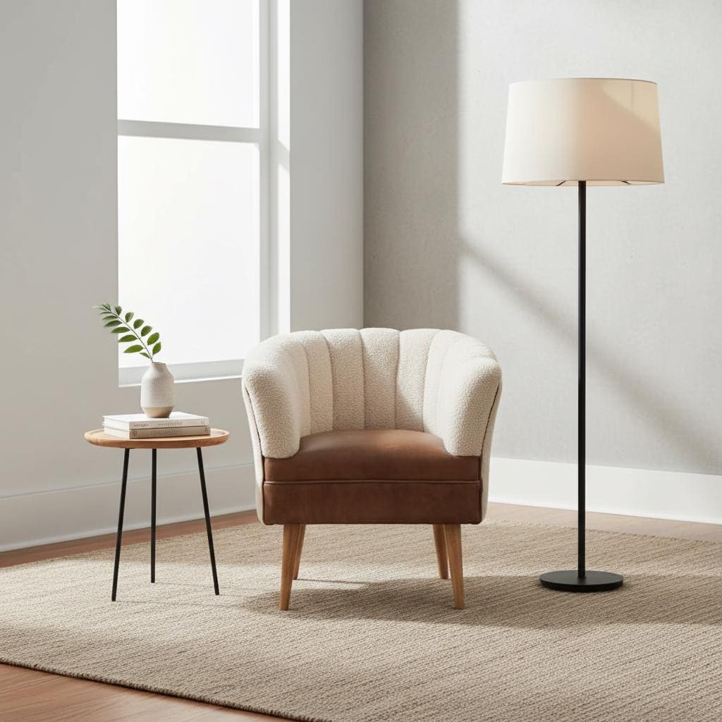 Upholstered Armchair with Wooden Legs for Indoor Use