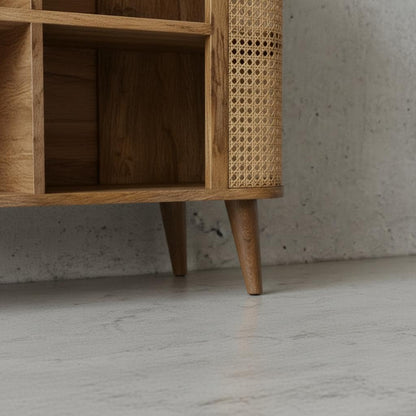 Open Wooden Storage Cabinet with Shelves for Indoor Use