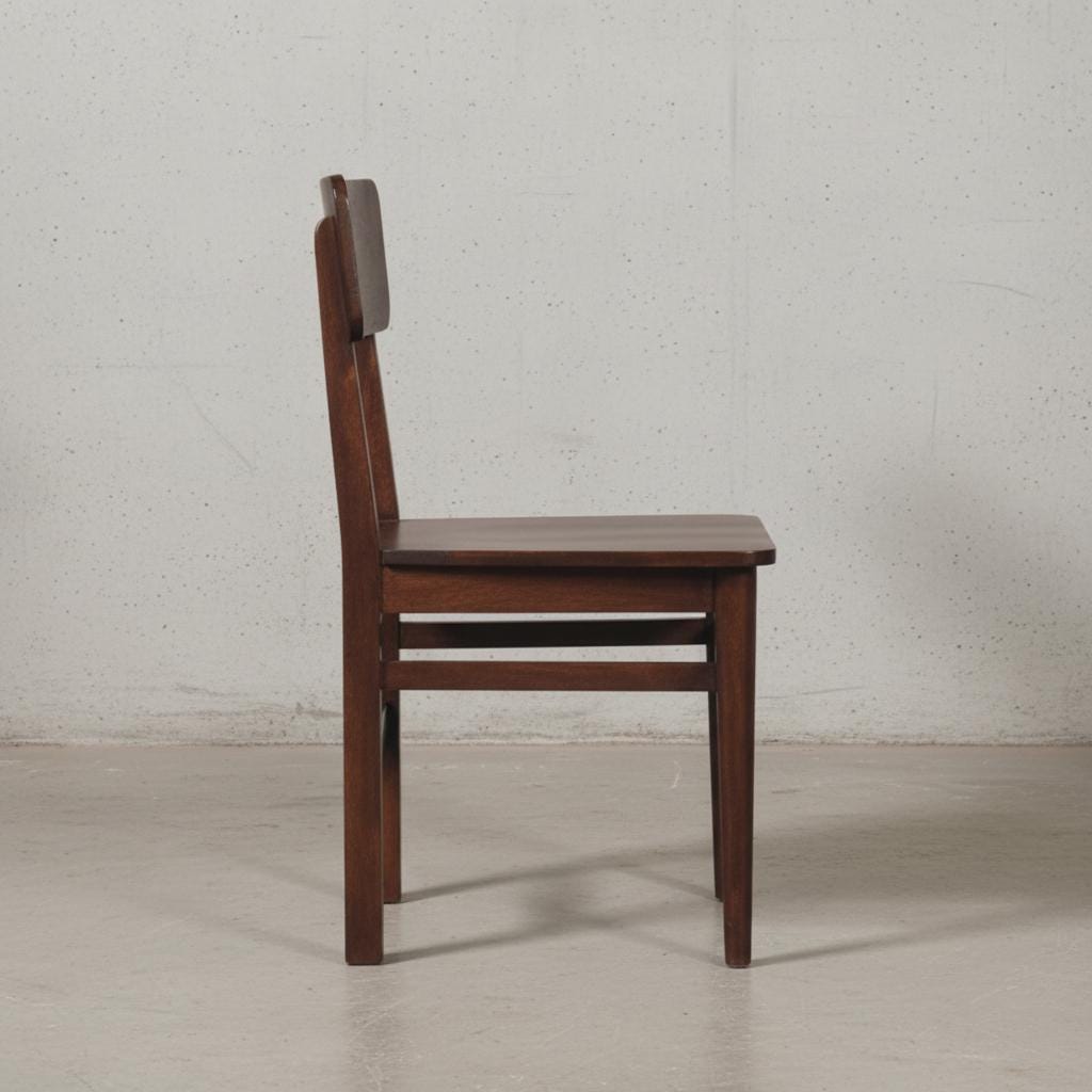 Wooden Dining Chair with Slatted Backrest