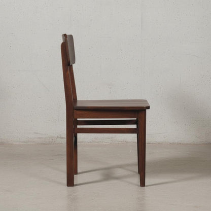 Wooden Dining Chair with Slatted Backrest