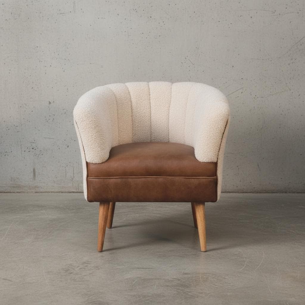 Upholstered Armchair with Wooden Legs for Indoor Use