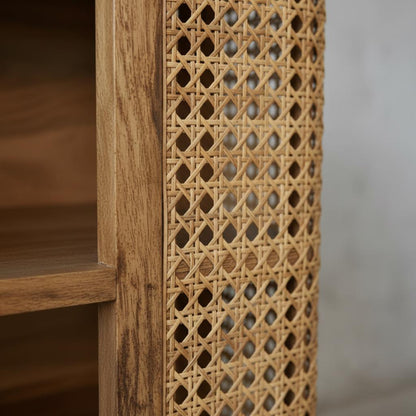 Open Wooden Storage Cabinet with Shelves for Indoor Use