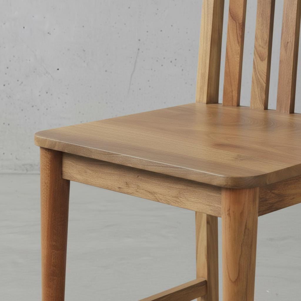 Wooden Dining Chair with Slatted Backrest