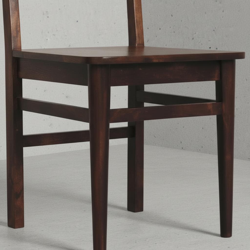 Wooden Dining Chair with Slatted Backrest