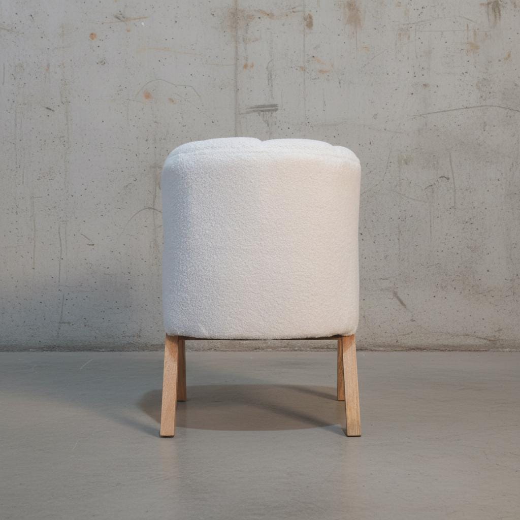 Upholstered Boucle Armchair with Wooden Legs for Indoor Use