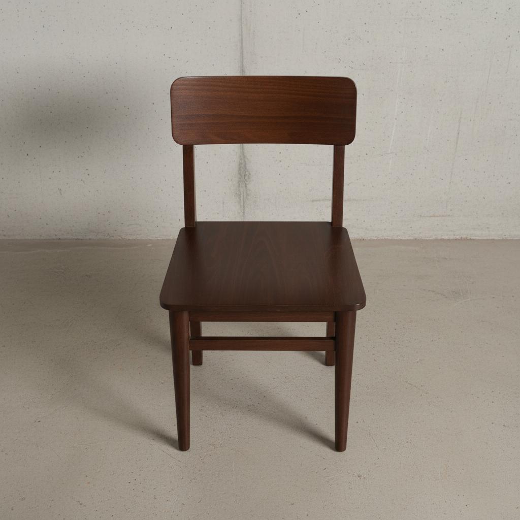 Wooden Dining Chair with Slatted Backrest