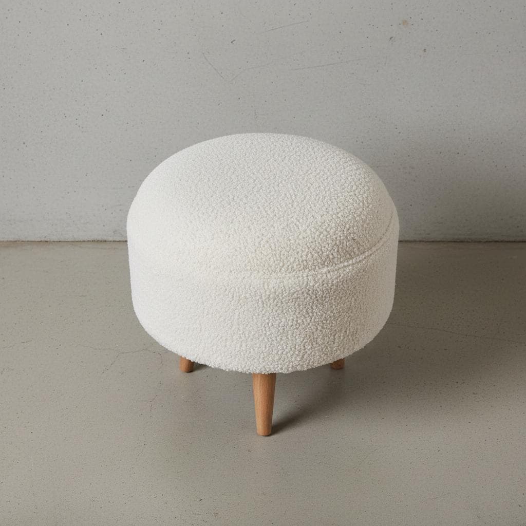 Upholstered Round Footstool for Indoor Use