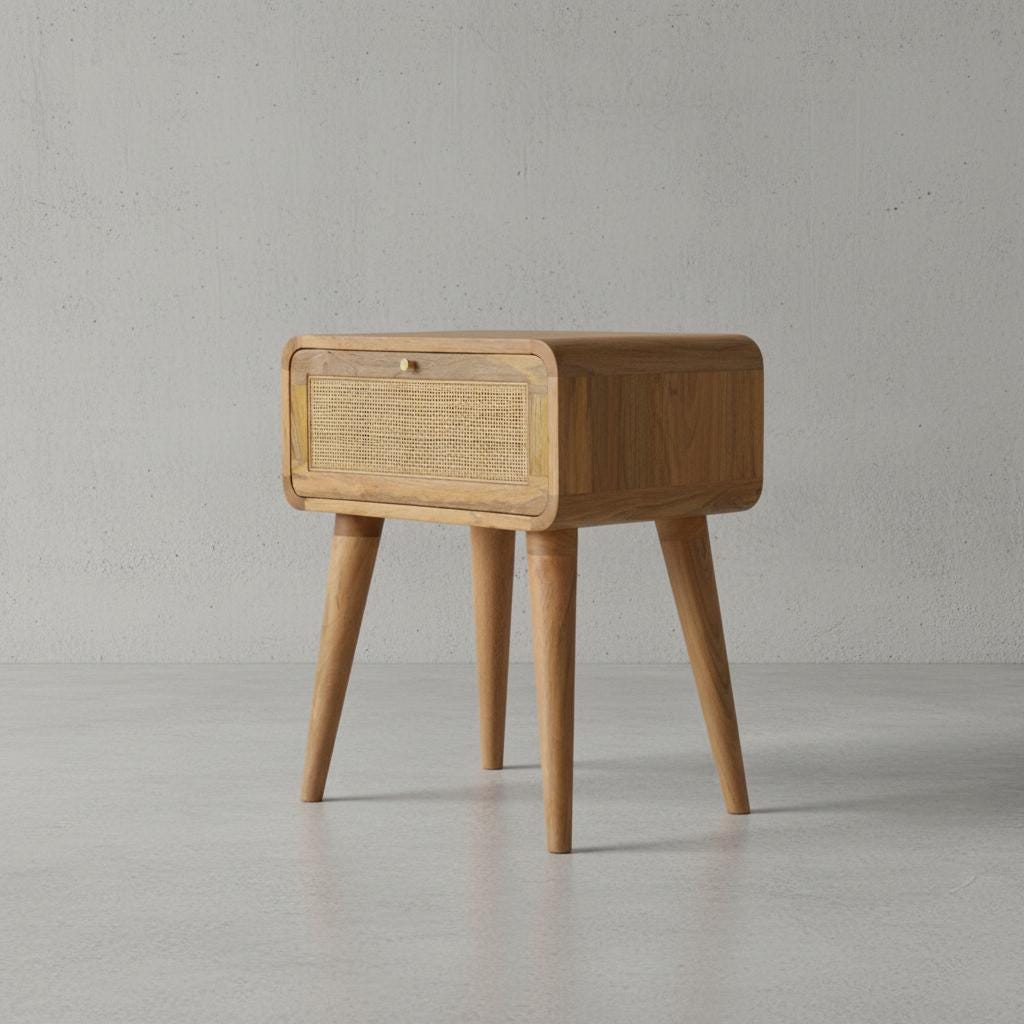 Wooden Bedside Table with Drawer for Indoor Use