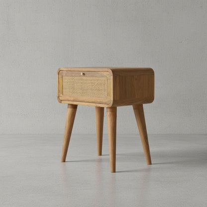 Wooden Bedside Table with Drawer for Indoor Use