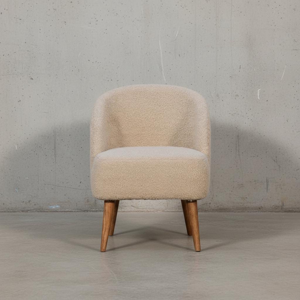 Upholstered Boucle Armchair for Indoor Use