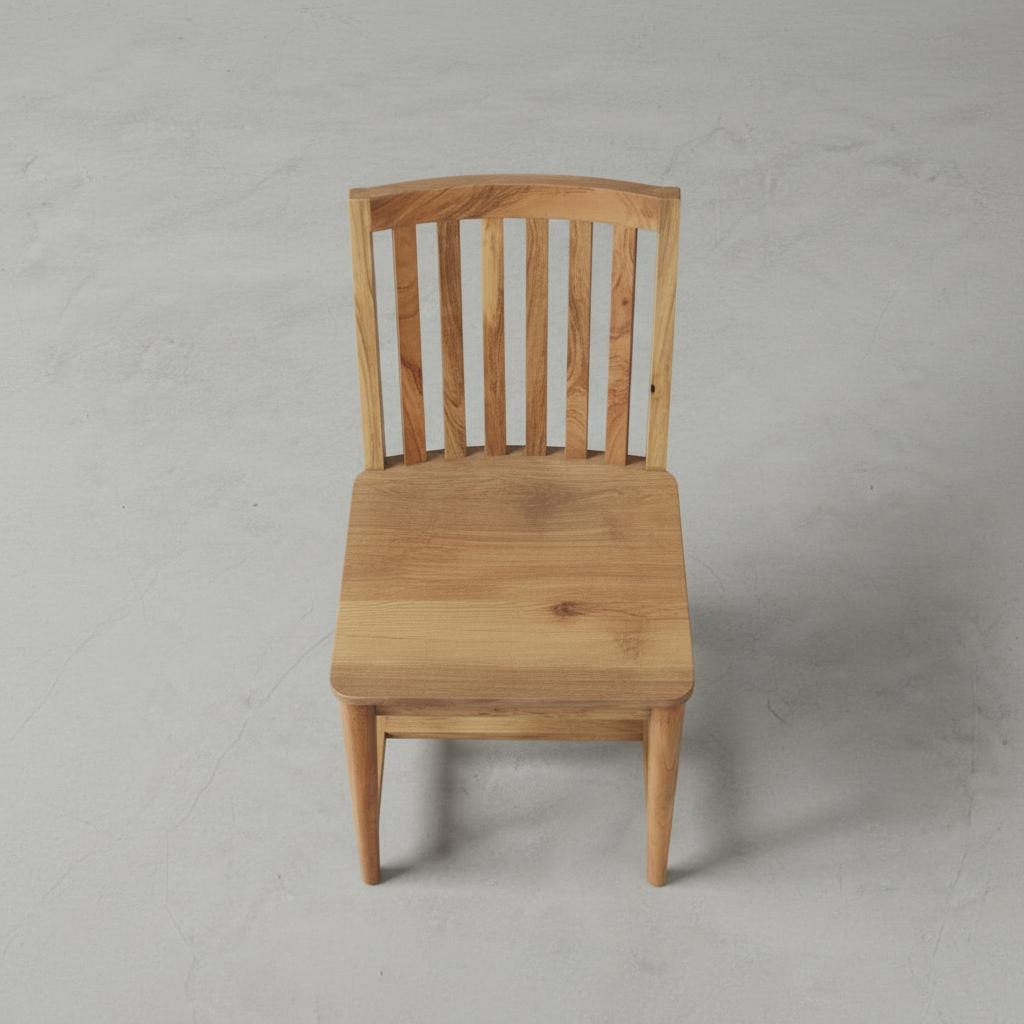 Wooden Dining Chair with Slatted Backrest