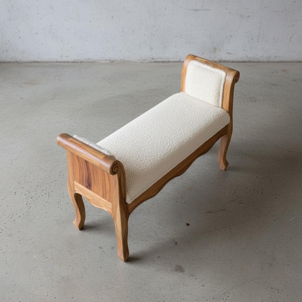 Upholstered Wooden Bench for Indoor Use