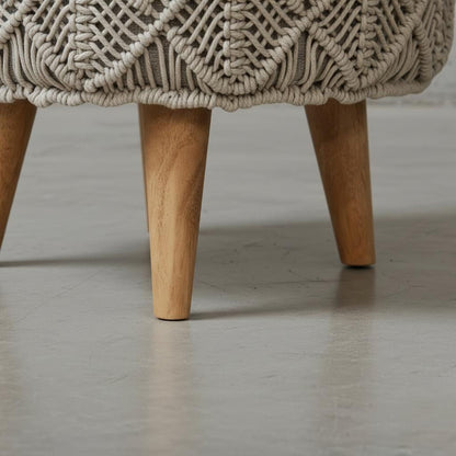 Upholstered Crochet Footstool for Indoor Use