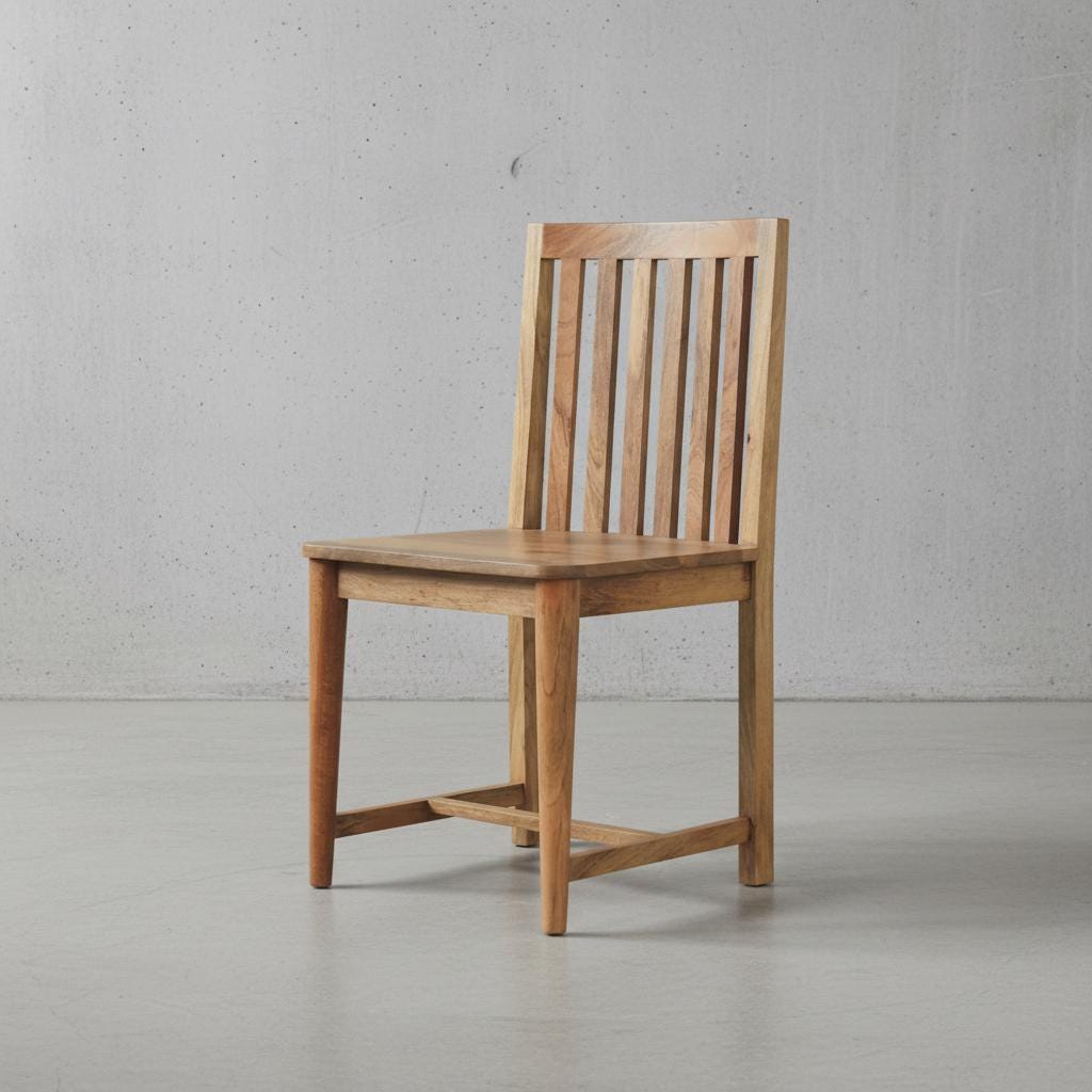 Wooden Dining Chair with Slatted Backrest