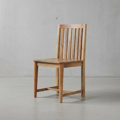 Wooden Dining Chair with Slatted Backrest