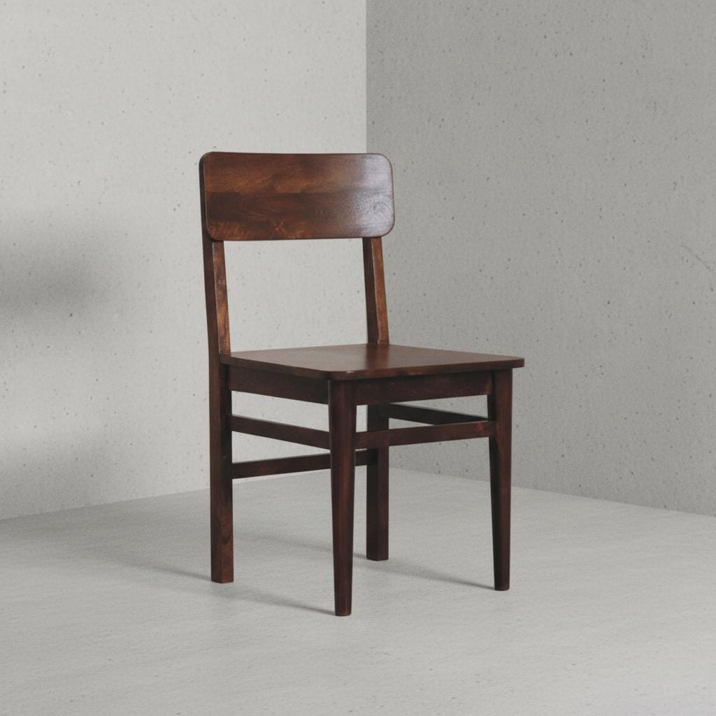 Wooden Dining Chair with Slatted Backrest