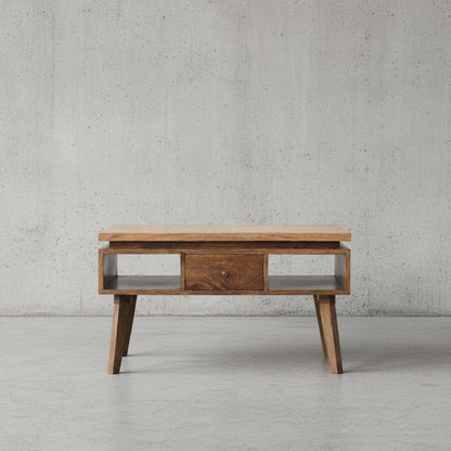 Wooden Coffee Table with Drawer for Indoor Use