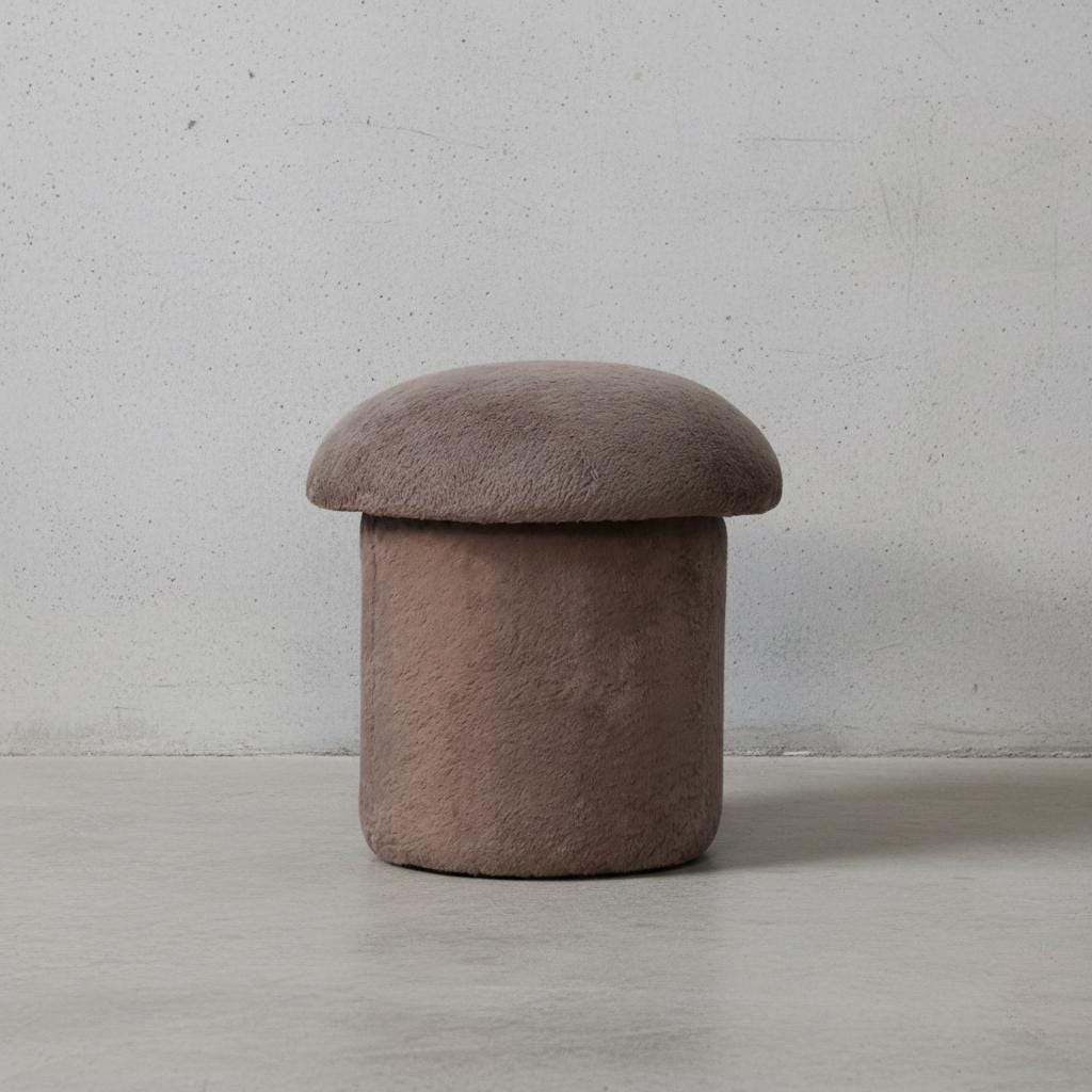 Upholstered Mushroom Footstool for Indoor Use