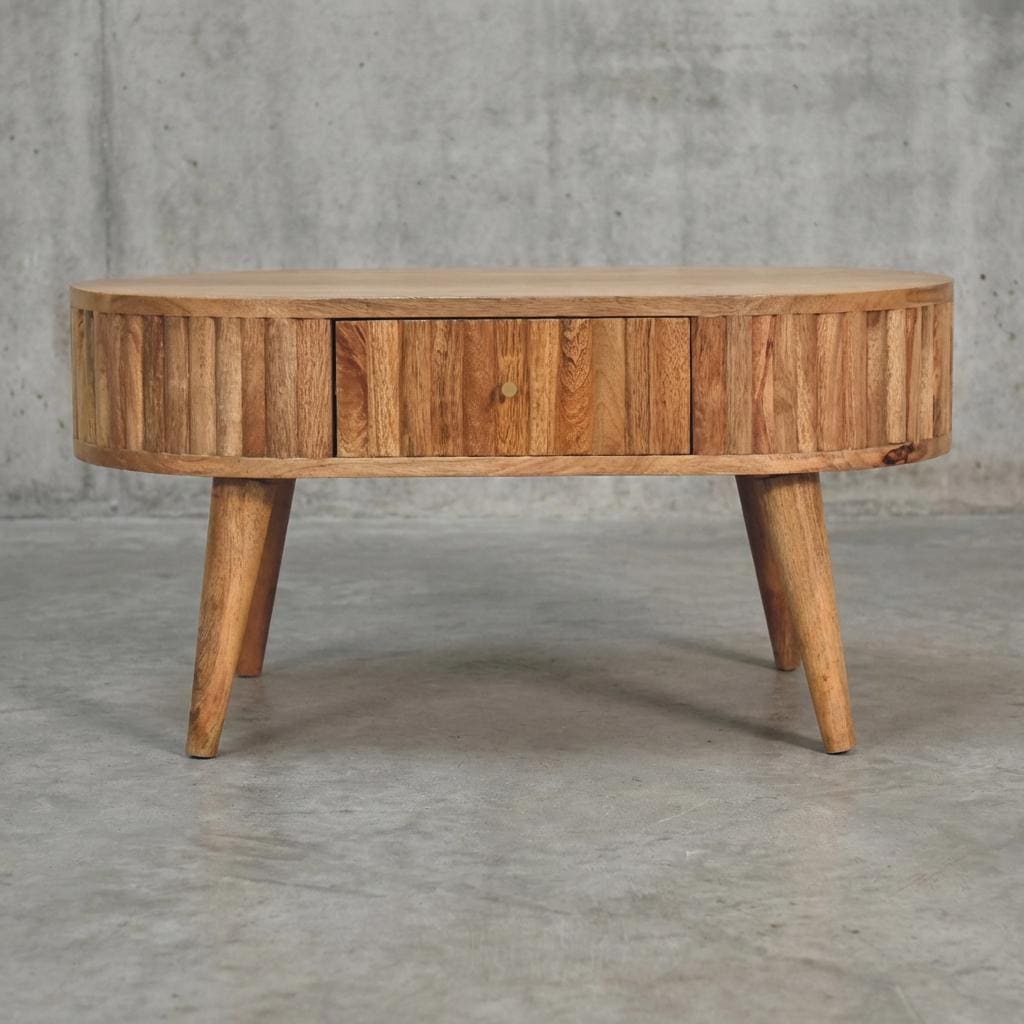 Oval Wooden Storage Cabinet with Doors and Tapered Legs