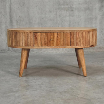 Oval Wooden Storage Cabinet with Doors and Tapered Legs