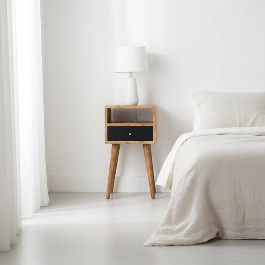 Wooden Bedside Table with Drawer for Indoor Use