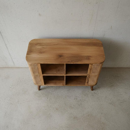 Open Wooden Storage Cabinet with Shelves for Indoor Use