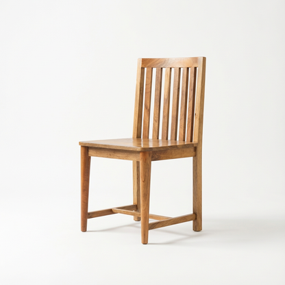 Wooden Dining Chair with Slatted Backrest
