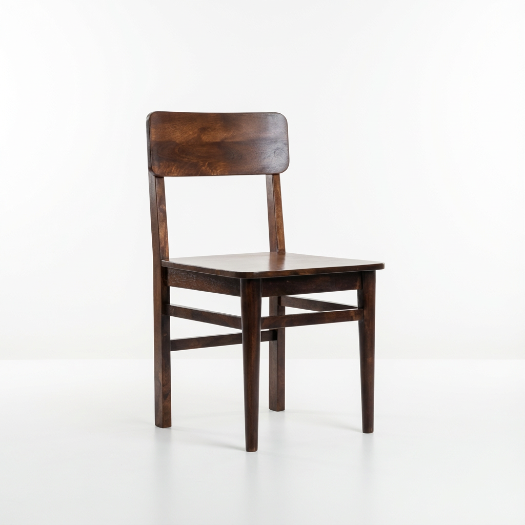 Wooden Dining Chair with Slatted Backrest