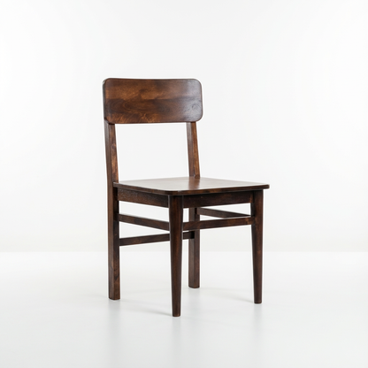 Wooden Dining Chair with Slatted Backrest