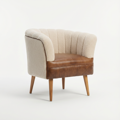 Upholstered Armchair with Wooden Legs for Indoor Use