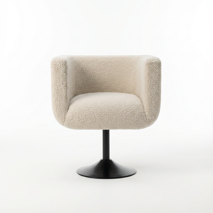 Upholstered Swivel Chair with Metal Base for Indoor Use