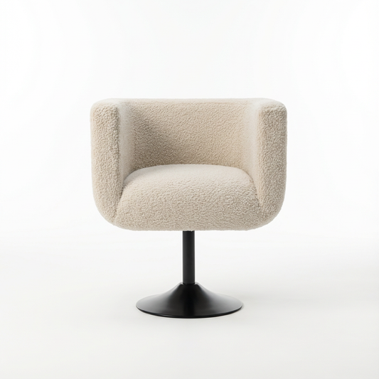 Upholstered Swivel Chair with Metal Base for Indoor Use