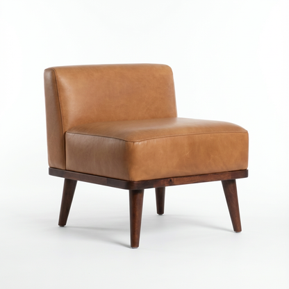 Leather Footstool with Backrest for Indoor Use