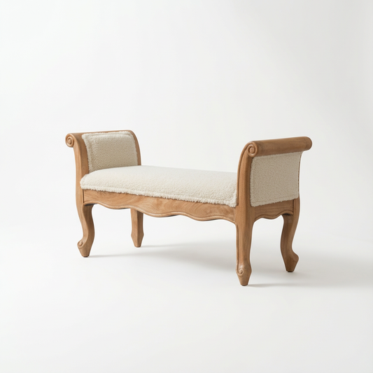 Upholstered Wooden Bench for Indoor Use