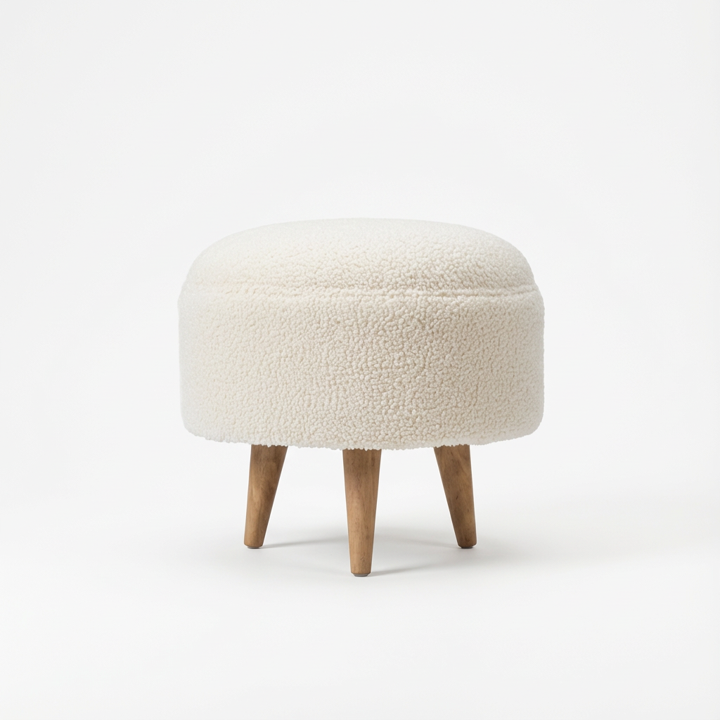 Upholstered Round Footstool for Indoor Use