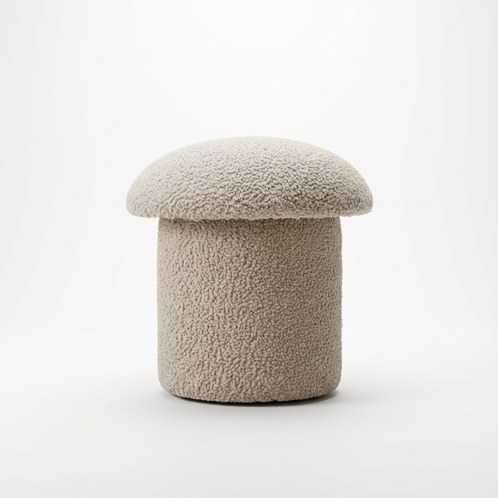 Upholstered Mushroom Footstool for Indoor Use
