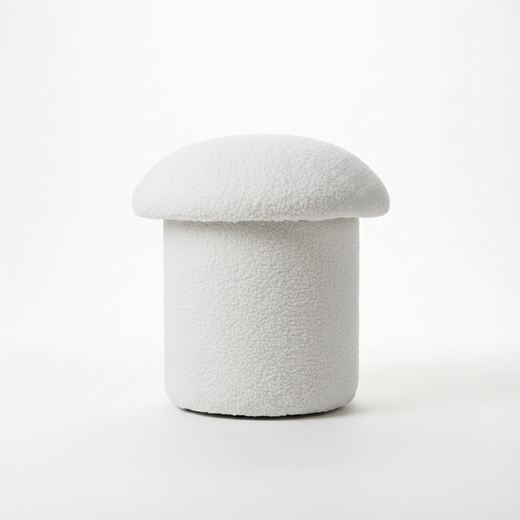 Upholstered Mushroom Footstool for Indoor Use
