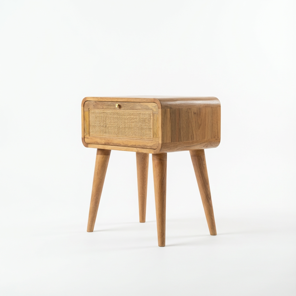 Wooden Bedside Table with Drawer for Indoor Use