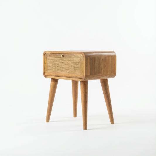 Wooden Bedside Table with Drawer for Indoor Use
