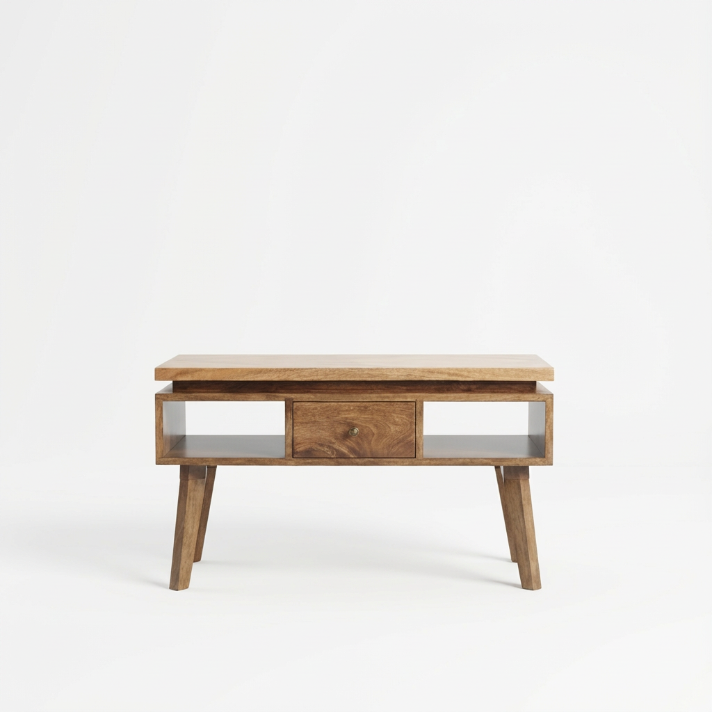 Wooden Coffee Table with Drawer for Indoor Use