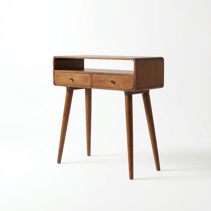 Curved Wooden Console Table – Two Drawers – Indoor Use