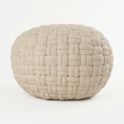 Woven Natural Fiber Pouf for Indoor Seating or Foot Support