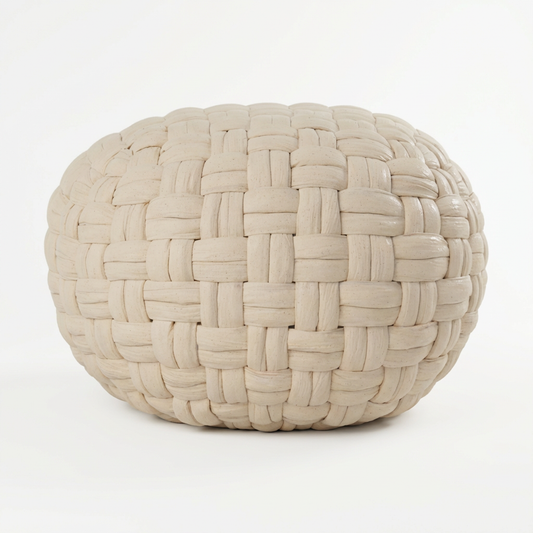 Woven Natural Fiber Pouf for Indoor Seating or Foot Support