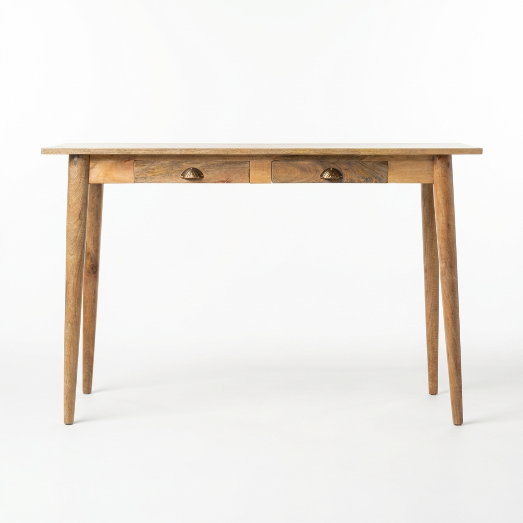Wooden Console Table with Two Drawers and Tapered Legs