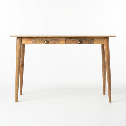 Wooden Console Table with Two Drawers and Tapered Legs
